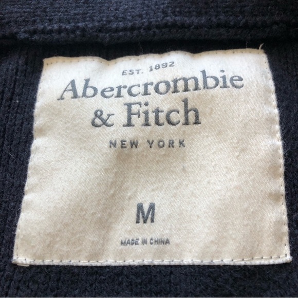 Abercrombie & Fitch Varsity Embroidered Cardigan in Navy Men’s Size M - Picture 9 of 12